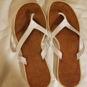 Womens Coach white thong sandals sz 9